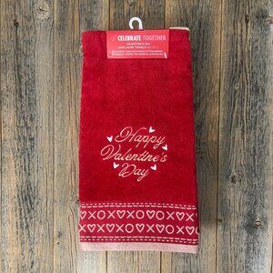 Valentine’s Day Hand Towel- Pink & Red “Happy Valentine's Day” Set of 2 NWT
